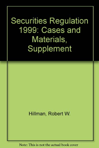 Stock image for Securities Regulation 1999: Cases and Materials, Supplement for sale by HPB-Red