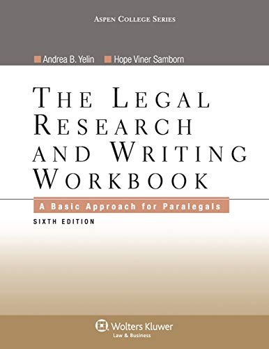 Imagen de archivo de The Legal Research and Writing Workbook: A Basic Approach for Paralegals a la venta por ThriftBooks-Dallas