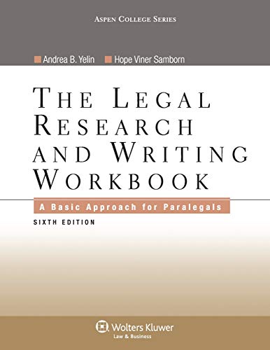 Stock image for Legal Research and Writing Workbook: A Basic Approach for Paralegals for sale by HPB-Red