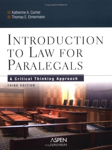 Imagen de archivo de Introduction to Law for Paralegals: A Critical Thinking Approach, 3rd a la venta por a2zbooks