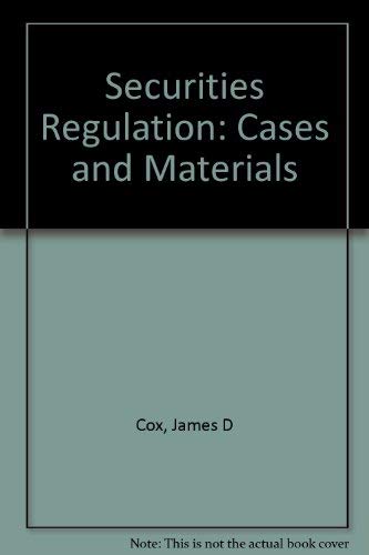 Beispielbild fr Securities Regulation : Cases and Materials zum Verkauf von Better World Books