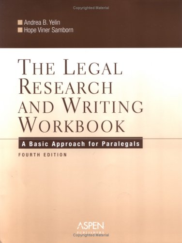 Imagen de archivo de The Legal Research And Writing Workbook: A Basic Approach for Paralegals a la venta por POQUETTE'S BOOKS