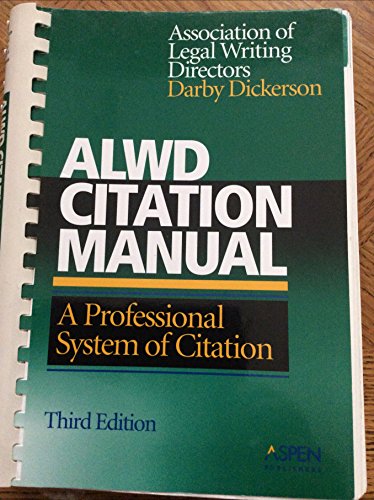 9780735555716 Alwd Citation Manual A Professional System Of Citation 3rd Edition Abebooks
