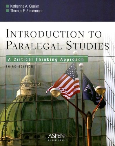 Imagen de archivo de Introduction to Paralegal Studies: A Critical Thinking Approach a la venta por SecondSale