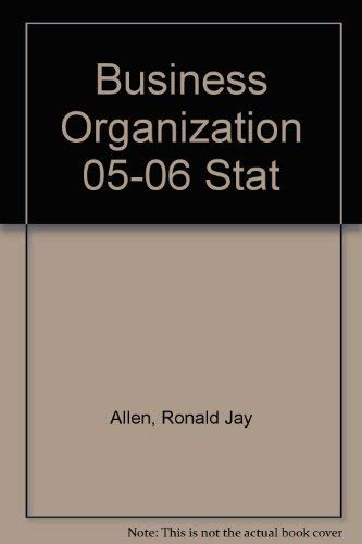 Imagen de archivo de Business Organization 05-06 Stat a la venta por HPB-Red