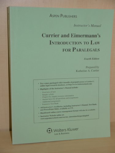 9780735567207: Title: Introduction to Law for Paralegals A Critical Thin