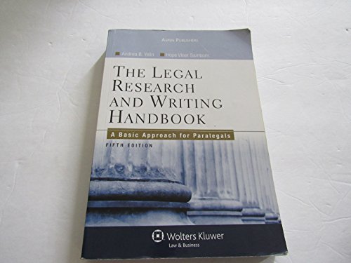 9780735567382: The Legal Research and Writing Handbook: A Basic Approach for Paralegals, Fifth Edition