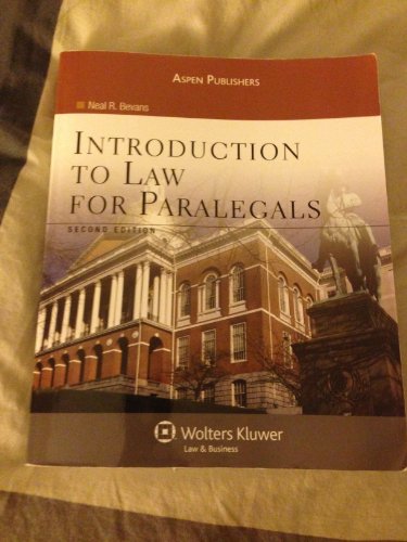 Imagen de archivo de Introduction To Law for Paralegals Second Edition a la venta por HPB-Red