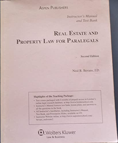 9780735569454: Real Estate and Property Law for Paralegals (Instructor's Manual)