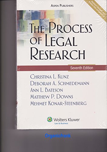 Beispielbild fr The Process of Legal Research zum Verkauf von Better World Books