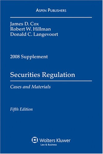 Imagen de archivo de Securities Regulation 2008 Case Supp a la venta por HPB-Red