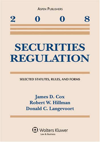 Imagen de archivo de Securities Regulation 2008 Statutory Supplement a la venta por HPB-Red