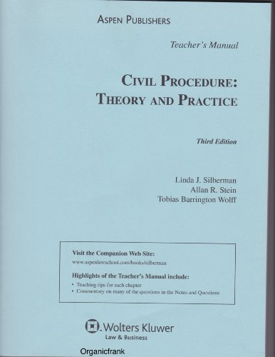 9780735578128: Teacher's Manual to Civil Procedure: Theory and Practice, 3rd Edition