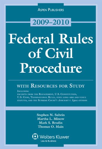 Imagen de archivo de Federal Rules of Civil Procedure With Resources for Study 2009-2010 a la venta por SecondSale