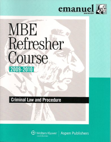 9780735586413: Emanuel: Mbe Refresher Course 2009-2010 (Criminal Law and Procedure)