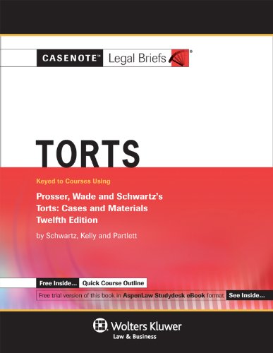 Beispielbild fr Torts : Keyed Courses Using Prosser Wade Schwartz's Torts - Cases and Materials zum Verkauf von Better World Books