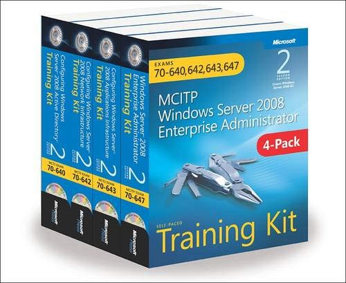 Stock image for MCITP Windows Server 2008 Enterprise Administrator: Training Kit 4-Pack: Exams 70-640, 70-642, 70-643, 70-647 for sale by PAPER CAVALIER UK