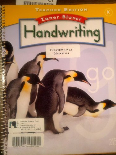 9780736768474: Zaner Bloser Handwriting Grade K - Teacher Edition