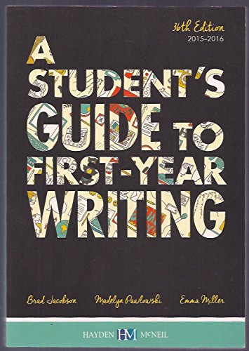 Beispielbild fr A Student's Guide to First Year Writing 2015-2016, 36th Edition zum Verkauf von HPB-Red