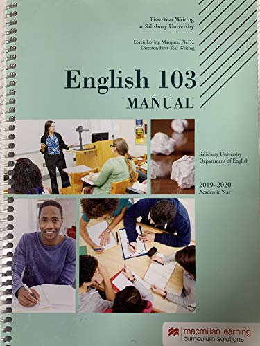 Imagen de archivo de English 103 Manual a la venta por Gulf Coast Books
