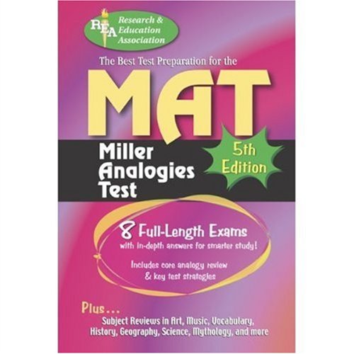 Beispielbild fr MAT -- The Best Test Preparation for the Miller Analogies Test: 5th Edition (Miller Analogies Test (MAT) Preparation) zum Verkauf von Wonder Book