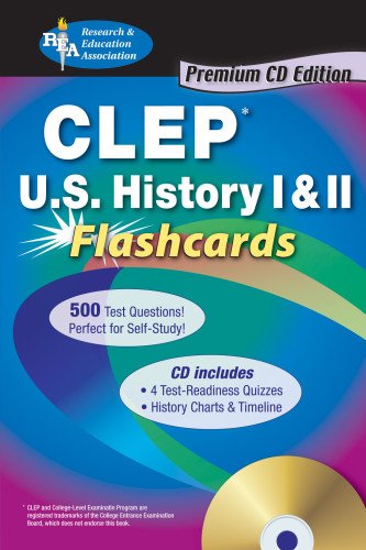CLEPÂ® U.S. History I & II Flashcards w/CD (CLEP Test Preparation) (9780738606606) by Bach, Mark