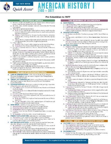 American History 1 - REA's Quick Access Reference Chart (Quick Access Reference Charts) (9780738607207) by Editors Of REA; US History Study Guides