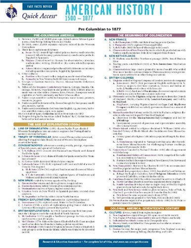 9780738607207: American History 1 - REA's Quick Access Reference Chart (Quick Access Reference Charts)