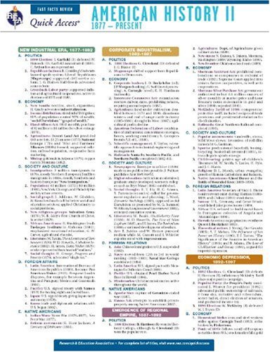 American History 2 - REA's Quick Access Reference Chart (Quick Access Reference Charts) (9780738607214) by Editors Of REA; US History Study Guides