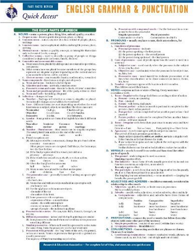 English Grammar and Punctuation - REA's Quick Access Reference Chart (Quick Access Reference Charts) (9780738607276) by Editors Of REA