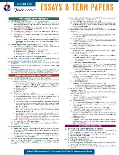 9780738607283: Essays and Term Papers - REA's Quick Access Reference Chart (Quick Access Reference Charts)