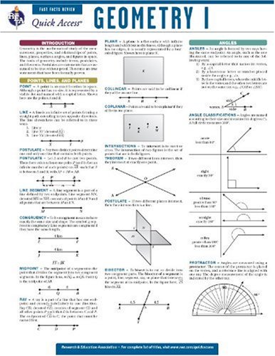 Stock image for Geometry 1 - REA's Quick Access Reference Chart (Quick Access Reference Charts) for sale by HPB Inc.