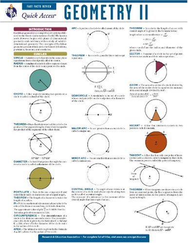 Stock image for Geometry 2 - REA's Quick Access Reference Chart (Quick Access Reference Charts) for sale by GF Books, Inc.