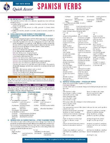 Stock image for Spanish Verbs - REA's Quick Access Reference Chart (Quick Access Reference Charts) (English and Spanish Edition) for sale by Orion Tech