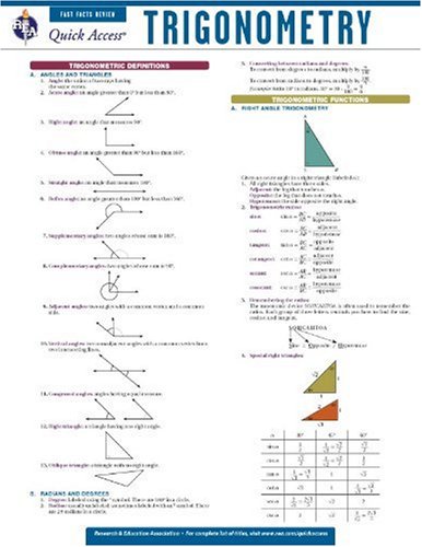 Stock image for Trigonometry - REA's Quick Access Reference Chart (Quick Access Reference Charts) for sale by Gulf Coast Books