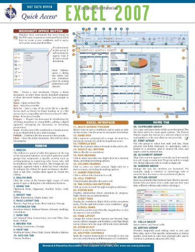 Stock image for Excel 2007 - REA's Quick Access Reference Chart for sale by BookHolders