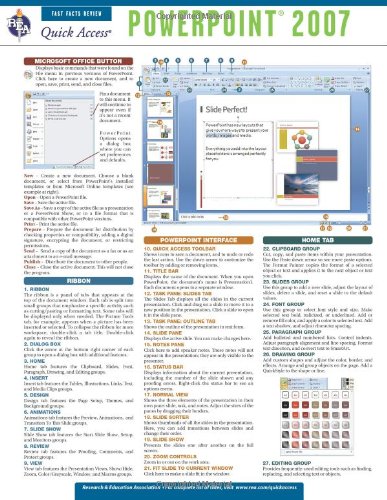 9780738607603: Power Point 2007 - REA's Quick Access Reference Chart (Quick Access Reference Charts)