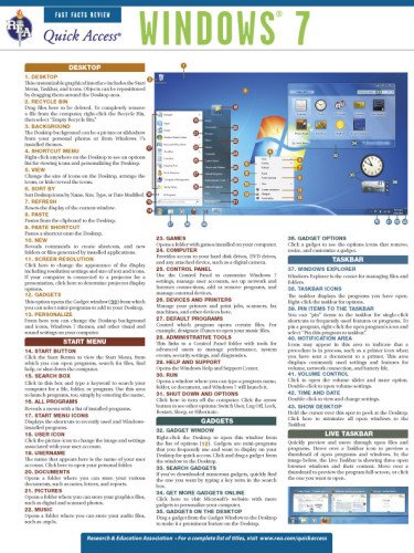 Stock image for Windows 7 - REA's Quick Access Reference Chart (Quick Access Reference Charts) for sale by Half Price Books Inc.