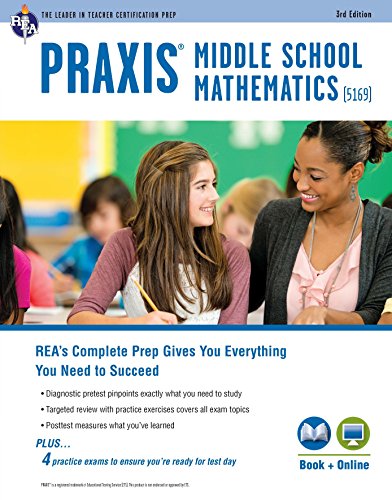 Stock image for PRAXIS Middle School Mathematics (5169) Book + Online (PRAXIS Teacher Certification Test Prep) for sale by Goodwill