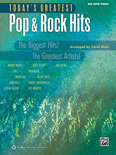 Beispielbild fr Today's Greatest Pop and Rock Hits : The Biggest Hits! the Greatest Artists! (Big Note Piano) zum Verkauf von Better World Books