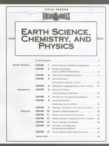 Earth Science, Chemistry, and Physics (Focus on Skills) (9780739829141) by Steck Vaughan