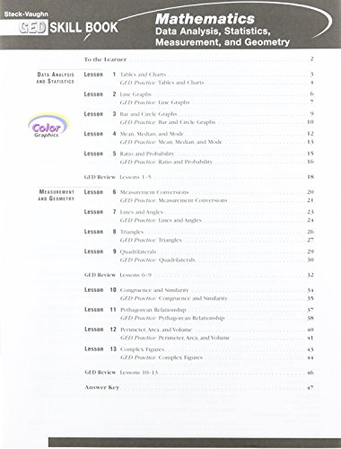 9780739856697: Mathematics: Data Analysis, Measurement, Geometry, Includes Answer Key (Steck-Vaugh GED Skill Book)