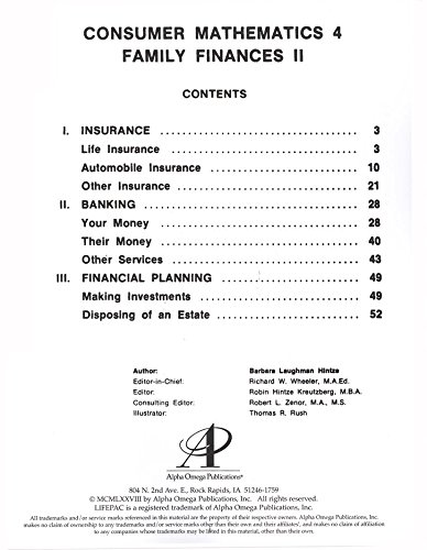 Imagen de archivo de Family Finances II (Lifepac Electives Consumer Math) a la venta por The Book Cellar, LLC