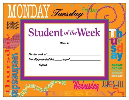 Student of the Week Award Certificate (9780742403307) by Carson-Dellosa Publishing