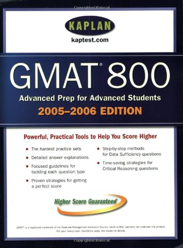 Beispielbild fr Kaplan GMAT 800 : 2005-2006 Edition zum Verkauf von PsychoBabel & Skoob Books