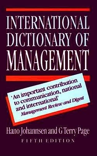 Stock image for The International Dictionary of Management for sale by Better World Books: West