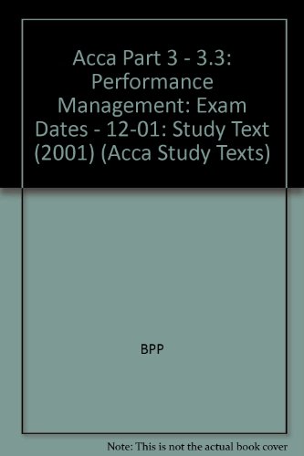 Stock image for Study Text (2001) (Acca Part 3 - 3.3: Performance Management: Exam Dates - 12-01) for sale by AwesomeBooks