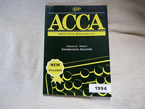 ACCA - Information Analysis - Certificate Level Workbook (9780751709742) by Unknown Author