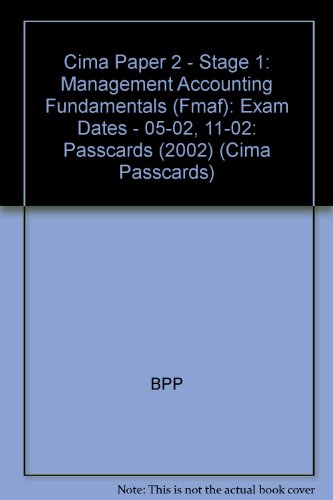 9780751736311: CIMA Paper 2 - Stage 1: Management Accounting Fundamentals (FMAF): Exam Dates - 05-02, 11-02: Passcards (2002)