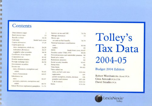 Imagen de archivo de Tolley's Tax Data: Budget Edition a la venta por Phatpocket Limited